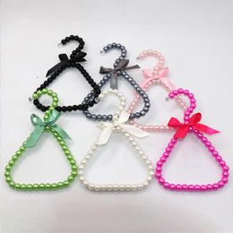 Hangers White Imitation Pearl Clothes Trouser Hook Clips For Girls Children Kids Plastic Bow Dress Storage