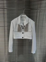 Women's Jackets 2023 women fashion high quality long sleeve lapel metal trim jacket 0726 230804