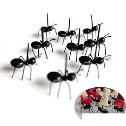 Forks 12Pcs/Lot Kitchen Gadgets Mini Ant Fruit Fork Plastic Party Decoration Bar Kids Dessert Tableware Accessories Drop Delivery Home Dhe1O