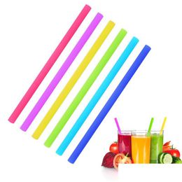 Drinking Straws 25Cm Colorf Sile St Straight And Bent Eco-Friendly Reusable Sts Cleaning Brush For Home Party Bar Drop Delivery Garden Dhcqw