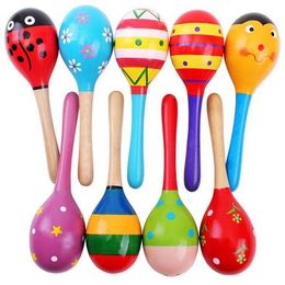 baby Wooden Toy cute Rattle toys Mini Baby Sand Hammer musical instruments Educational Toys Mixed colourZZ