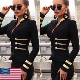 Women's Jacket Ladies Fashion Winter Sexy Stand Neck Padded Slim Check Zipper Up Biker Coat Military 230804