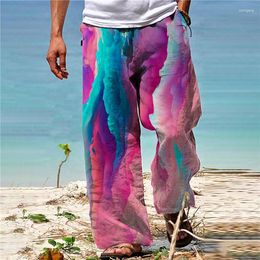 Men's Pants 2023 Trendy Beach Seaside Retro Small Print Super Personalised Handsome Wide Leg
