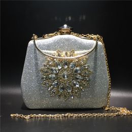 Women Clutch Handbag Wedding Bridal Evening Bags Crystal Flower Sunflower Rhinestone Purse Bag2869