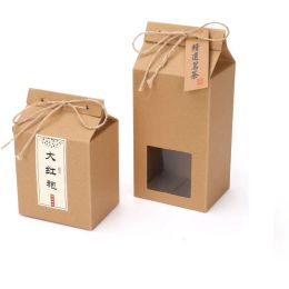 Tea Packaging Box Cardboard Kraft Paper Folded Food Nut Container Food Storage Standing Up Packing Bags Gift Wrap High-end