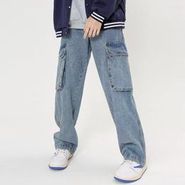 Men's Jeans Streetwear Hip Hop Harajuku Baggy Big Pocket Trousers Male Denim Cargo Pants Wide Leg Pant Loose Casual 5087