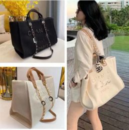 r Bags Handbags Tote Gold Chain Bagss Beach Women Fashion Knitting Purse Shoulder Large Capacity Canvas Shopping Bag C230224 7fyy