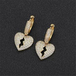 Men Women Earring Hip Hop Earrings Gold Silver Inlaid With Zircon Stud Earring Dangle Heart Earrings Fashion Jewellery