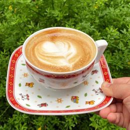 Plates Christmas High Temperature Ceramic Plate Set Tree Western Lovely Coffee Cup Bowl Rich Variety