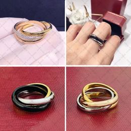 Wedding Rings Classic Steel Three Colour Three ring Rose Gold Ring Men And Women Romantic Luxury Couple Jewellery 230804