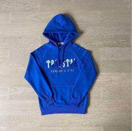 Men's Tracksuits Trapstar Man Set Chenille Decoded Hooded Tracksuit Bright Dazzling Blue White trapstar jacke schwarz Embroidered Woman Tidal Leisure trend 442ess