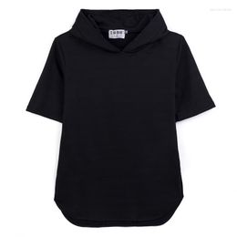 Men's T Shirts Hooded Short Sleeve T-Shirt Summer Dark Department Classic Simple Solid Colour Casual Large Size