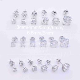 Factory Wholesale 3mm/4mm/5mm/6mm/6.5mm/8mm Vvs Moissanite 925 Sterling Silver Stud Earrings