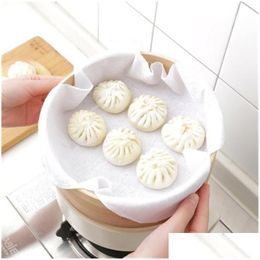 Baking Pastry Tools Kitchen Cotton Yarn Steamer Cloth Non-Stick Steamed Dumplings Gauze Breathable Food Stuffed Bun Mat Drop Deliver Dh06C