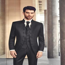 Stand Collar Wedding Mens Suits Slim Fit Bridegroom Tuxedos For Men Three Pieces Groomsmen Pant Suit Notched Lapel Formal Business294A