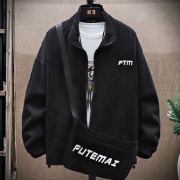 Mens Jackets Fashion Spring Autumn Casual Lapel Coats With Decoration Shoulder Bags Hip Hop Streetwear Solid Tops Clothing 230804