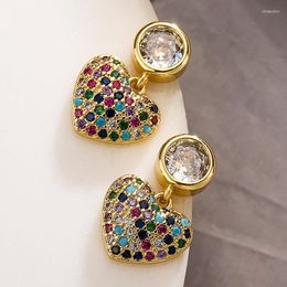 Dangle Earrings Fashion Crystal Heart Drop Women Vintage Design Earring Ear Piercing Exquisite Colourful Zircon Trendy Jewellery