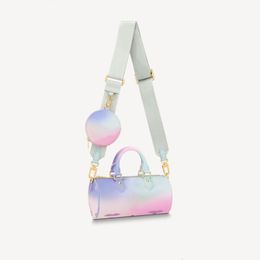 Hottest PAPILLON BB M46078 Sunrise Pastel Shoulder Bag gradient colorway graphic oversize motif Printed sari lining coated canvas Counter Luxury Designer with Box