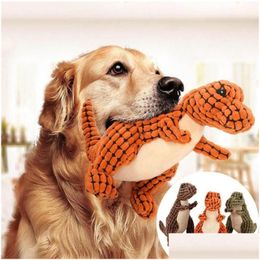 Dog Toys Chews Pet Durable Chew Cute Dinosaur Squeak Puppy Teeth Cleaning Training Squeakers Sound Animal Toy Supply Drop Delivery Dhoxi