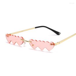 Sunglasses Luxury Heart Woman Fashion Vintage Style Sun Glasses Female Brand Designer Ocean Metal Rimless