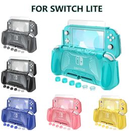 For Switch Lite Case Cover, For Switch Lite Protective Case With Game Card Storage, Tempered Glass Screen Protector And Thumb Grip, Switch Lite Grip Case Anti-Scratch