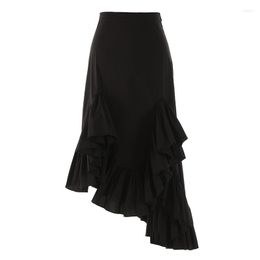 Skirts PHOEBE HZ Wave Edible Tree Patchwork Trumpet Skirt Irregular Design Package Hip Female Summer Style Elegant