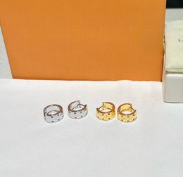 NO Box 18K Gold Plated Designers Letters Stud Copper Geometric Flower Women Round Crystal Rhinestone Brass Earring Wedding Party Jewerlry