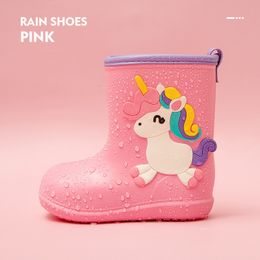 Rain Boots Kids Rain Boots Cartoon Unicorn Baby Boys Girls Rainboots Outdoor Water Shoes Waterproof Rubber Rain Shoes Children Muck Boots 230804