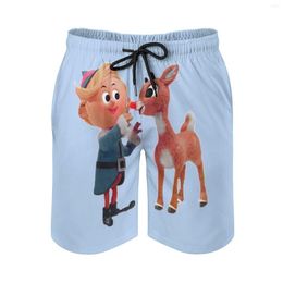 Men's Shorts Rudolph The Red Nose Reindeer Sports Short Beach Surfing Swimming Boxer Trunks