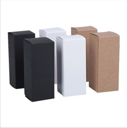 Gift Wrap 100pcs White Black Kraft Paper Tube Cardboard Boxes Essential oil bottle packaging box Blank Cosmetic Storage Box 230804