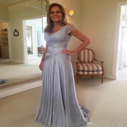 Elegant V Neck Mother Of The Bride Dress Short Sleeves Mother's Dresses For Wedding Chiffon Women Formal Evening Party Gowns309I