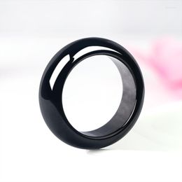 Cluster Rings Classic Authentic Natural Jade Ring For Men Women Ink Matching Basic Hand Jewellery Boosts Energy Buddhist Accessories