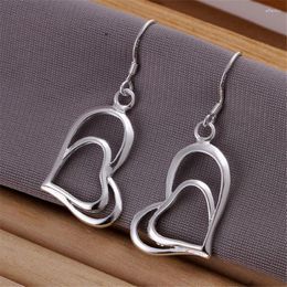 Dangle Earrings Korean 925 Stamp Silver Color For Women Fashion Jewelry Love Heart Couple Gifts Trendsetter Recommendation