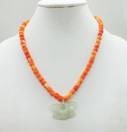 Choker 6MM Orange Coral Necklace GIVE Ms. Classic Gift 18"