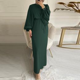 Ethnic Clothing Elegant Muslim Dress Puff Sleeve Morocco Women Abaya Kaftans Casual Evening Dresses Woman Turkey Islam Long Robe Femme