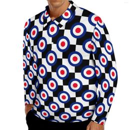 Men's Polos Retro Mod Casual T-Shirts Checkers Print Polo Shirts Men Y2K Shirt Spring Long Sleeve Design Top Big Size 5XL 6XL