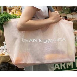 Evening Bags Summer Large Capacity Beach Bag For Towels Women Tote Shoulder Bags Pink Mesh Durable Beach Bag Waterproof Handbags 230804