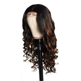 AIMEYA 1B/30 Highlight Lace Front Wig Human Hair Glueless Sunny Blonde Body Wave Wig 13x6 HD Lace Front Ombre Brown Coloured Wigs