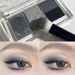 Eye Shadow 4Colors Smokey Black Eyeshadow Palette Glitter Matte Palette Pearlescent Eye Shadow Makeup Cool Toned Pink Grey Pigment Cosmetic x0804