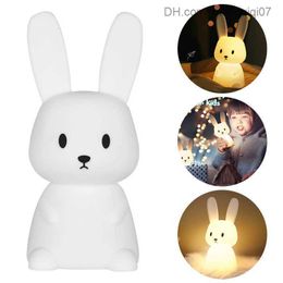 Lamps Shades Night Lights LED Bedroom Night Lamp Silicone Rabbit Dog USB Rechargeable Dimming Touch Table Lamps Bedside Decoration Baby Gift Z230809