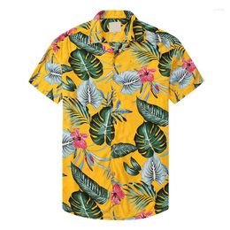 Men's Casual Shirts 2023 Men Hawaiian Button Musical Instruments Printed Short-sleeve Beach Blouses Tops Camicias Y2k