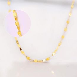 Chains YUNLI Real 18K Gold Jewellery Necklace Simple Tile Chain Design Pure AU750 Pendant For Women Fine Gift