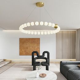 Chandeliers Minimalist Ceiling Bauhaus Copper Modern LED Light White Ball Lustres Round Hanging Lamps Home Decor For Bedroom