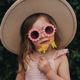 Sunglasses Kids Flower Girl Toddler Eyewear Spring Summer Children'S Pink Round Sunnies Shades For Beach Parties & Travelling