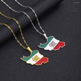 Pendant Necklaces Map Necklace For Men & Women Drop Glaze Colourful Flag Titanium Steel Choker Trend Couple Neck Jewellery Amulet Gifts