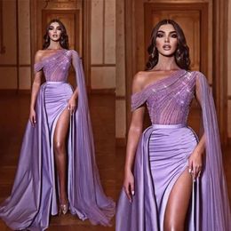 2023 Glitz Sequined Long Prom Dresses Front Split Mermaid Evening Reflective Gown Floor Length Scoop Party Dresses BC14590 0103241C