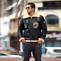 Men's Jackets Fast European US Size High Quality Coat Super Warm Genuine Sheep Leather Big B3 Shearling Bomber Military Fur Jacket