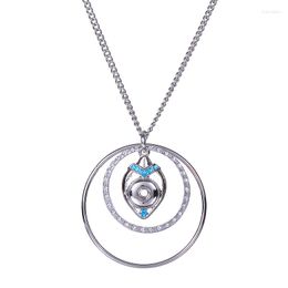 Chains Beauty Fashion Round Circles Drop Pendant Snap Necklace Chain 60cm Fit DIY 12MM Buttons Jewellery DJ0196