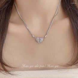 Pendant Necklaces Magnetic Charm Necklace Sparkling Zirconia And Hearts Choker Clavicle Chain Magnet Women Party