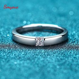 Wedding Rings Smyoue 0 3CT Princess Cut Engagement Ring for Women Men Colorless Diamond Weddig Bands Sterling Silver Bridal Gift 230804